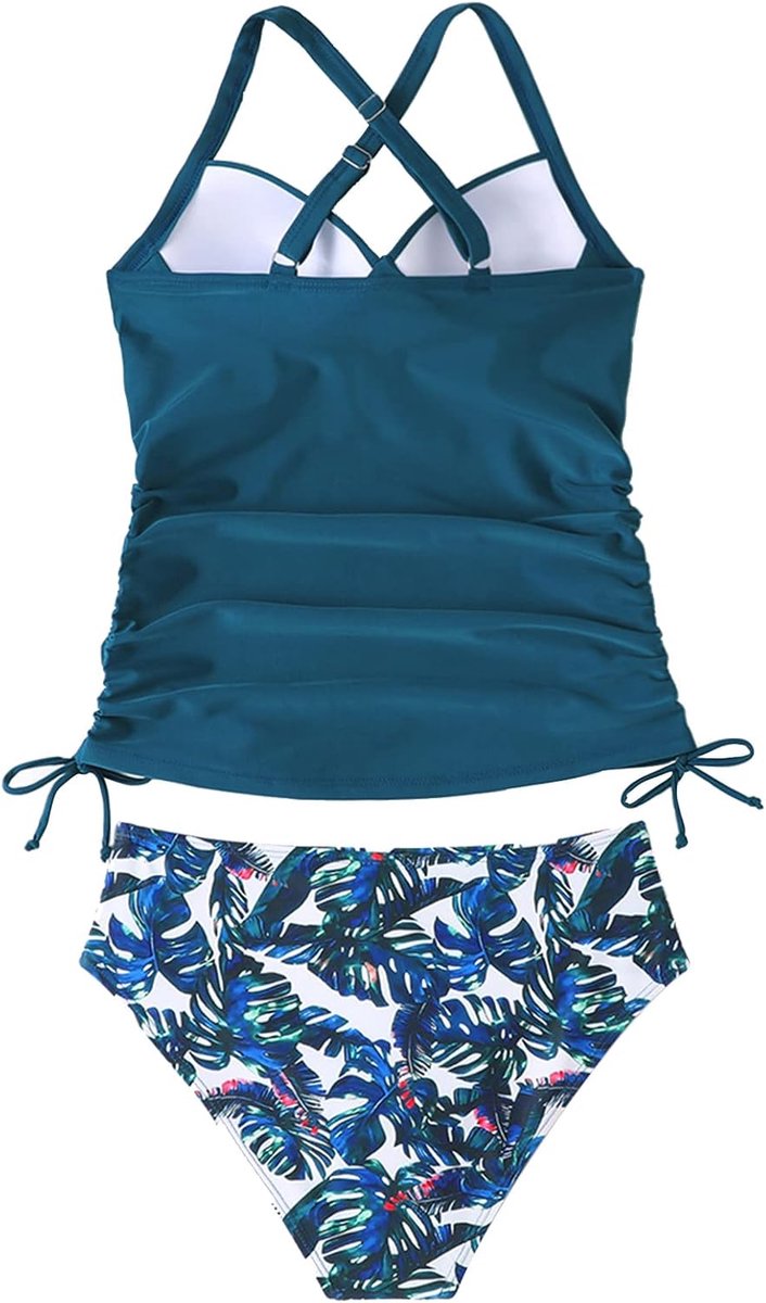Tankini voor dames, sexy set, push-up badpak, hoge taille, tweedelig badmode, tankini, zwempak, strandmode, sportief, zomer, klassiek strand, zwempak set, wit, S