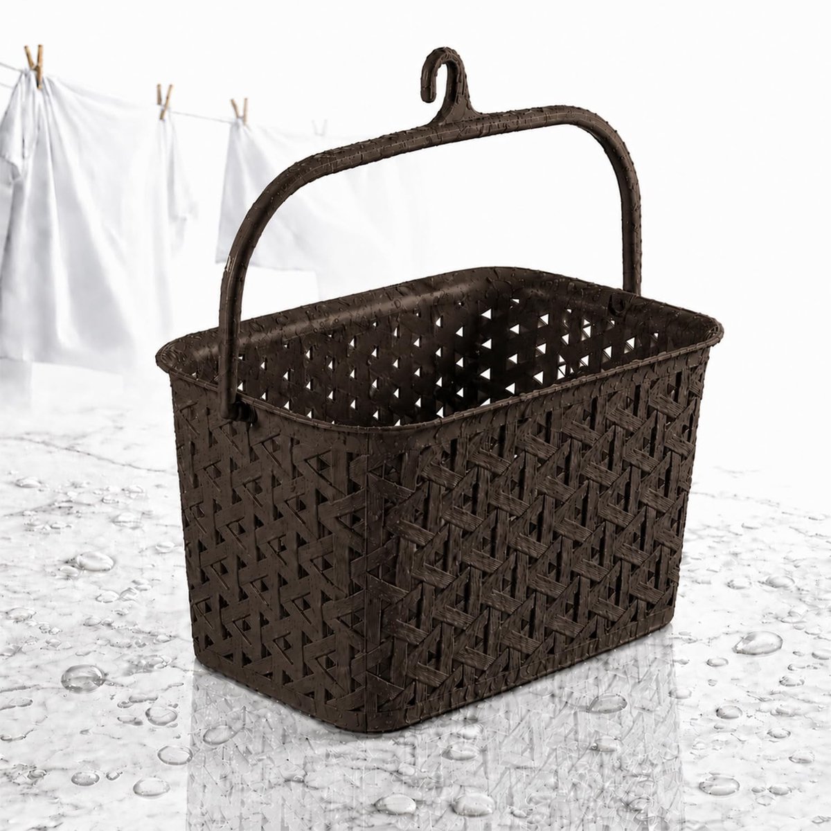Omgoods- Wasknijpersmand met haak - Klammermand - BPA-vrij - Wasbaar - Duurzaam - Elegant ontwerp - Wasmand