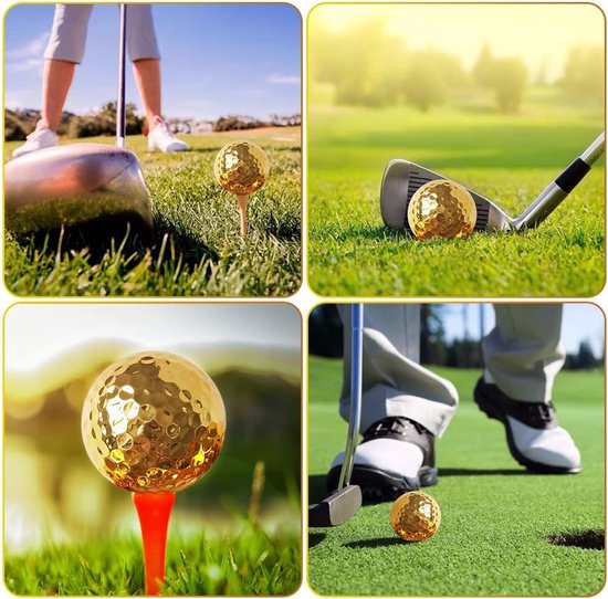 Exquisite Gold Plated Training Ball Set - 3 Pcs Gold Rubber Golf Balls - Portable Golf Ball Equipment voor Outdoor Oefening en Sport van Merkloos — afbeelding 5