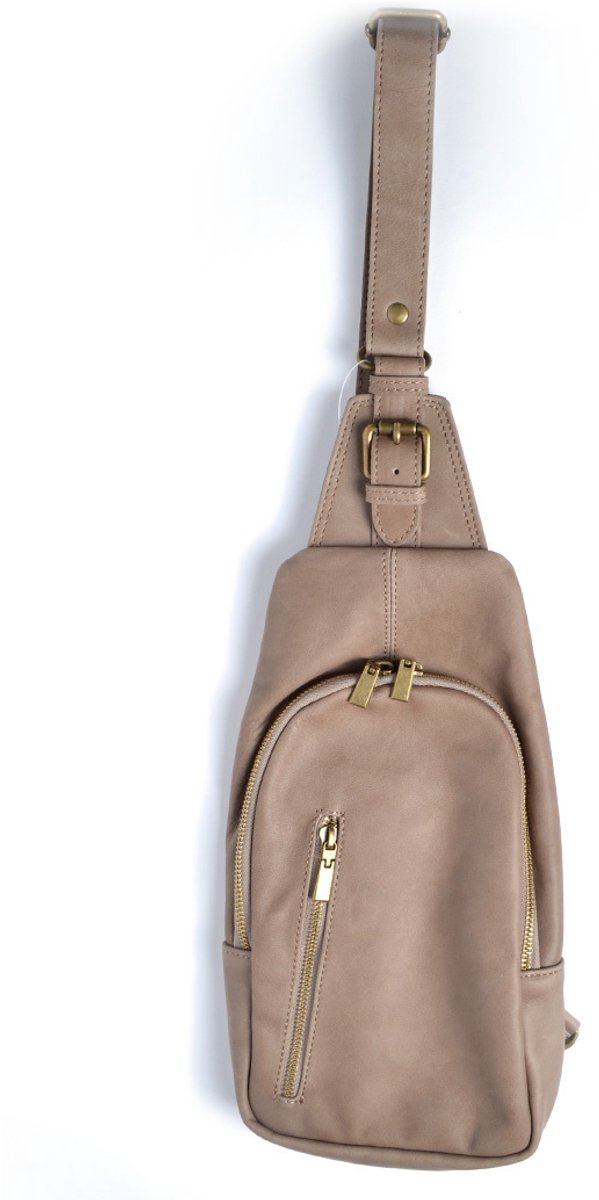 Giuliano gewassen lederen rugtas Noor - Dames - Made in Italy - Donkertaupe