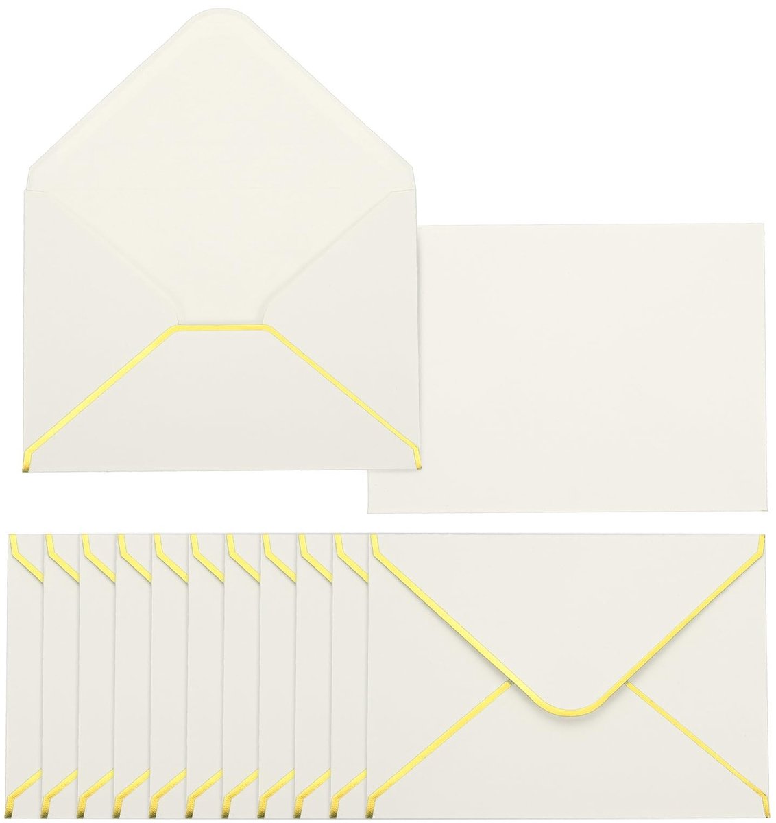 Omgoods - 100 Stuks A7 Enveloppen met Gouden Rand, Beige