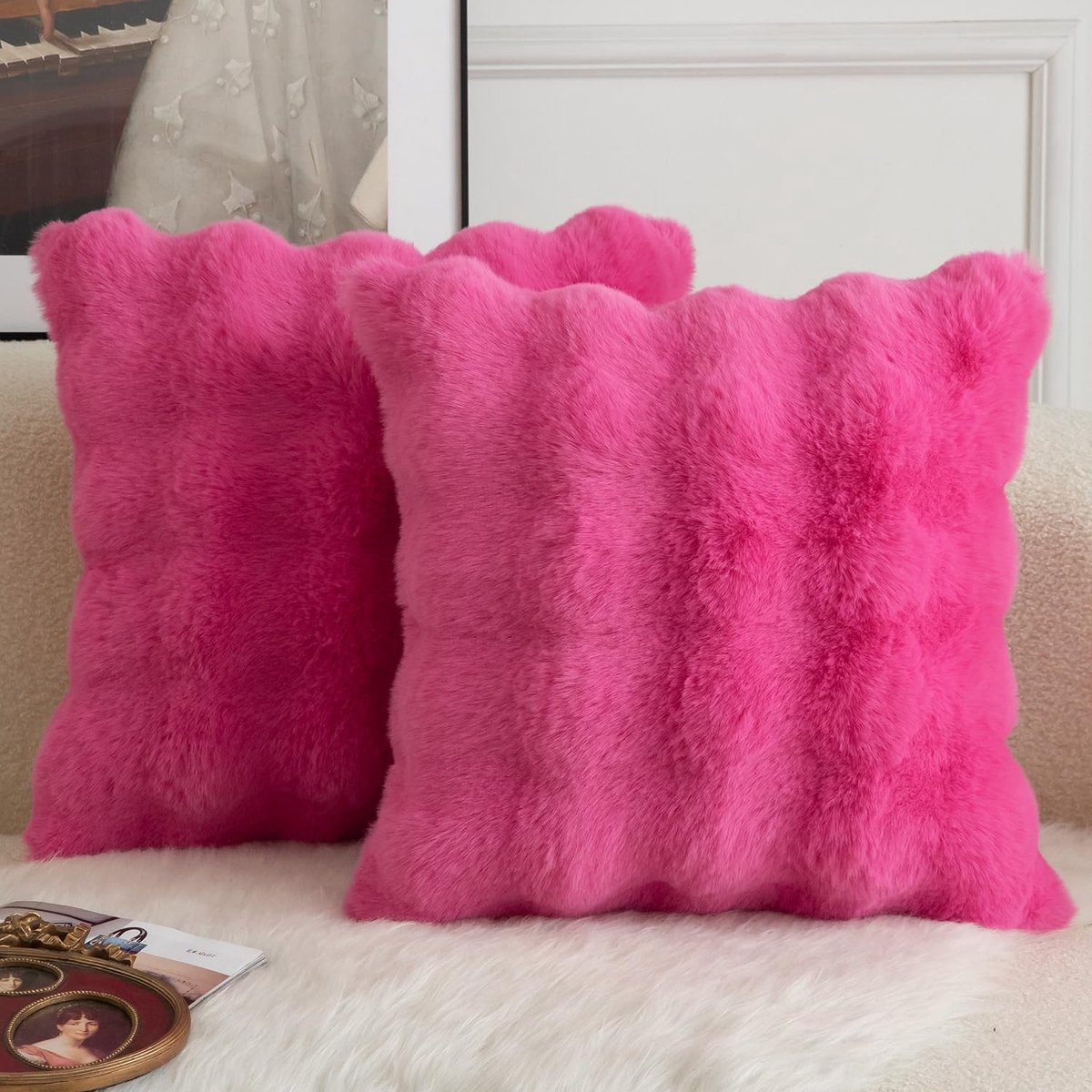 Omgoods - Set van 2 Decoratieve Kussenhoezen 45x45cm in Hot Pink