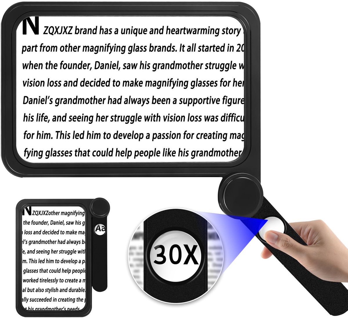 Omgoods - Vergrootglas met 5x en 30x Vergroting voor Lezen en Handwerk