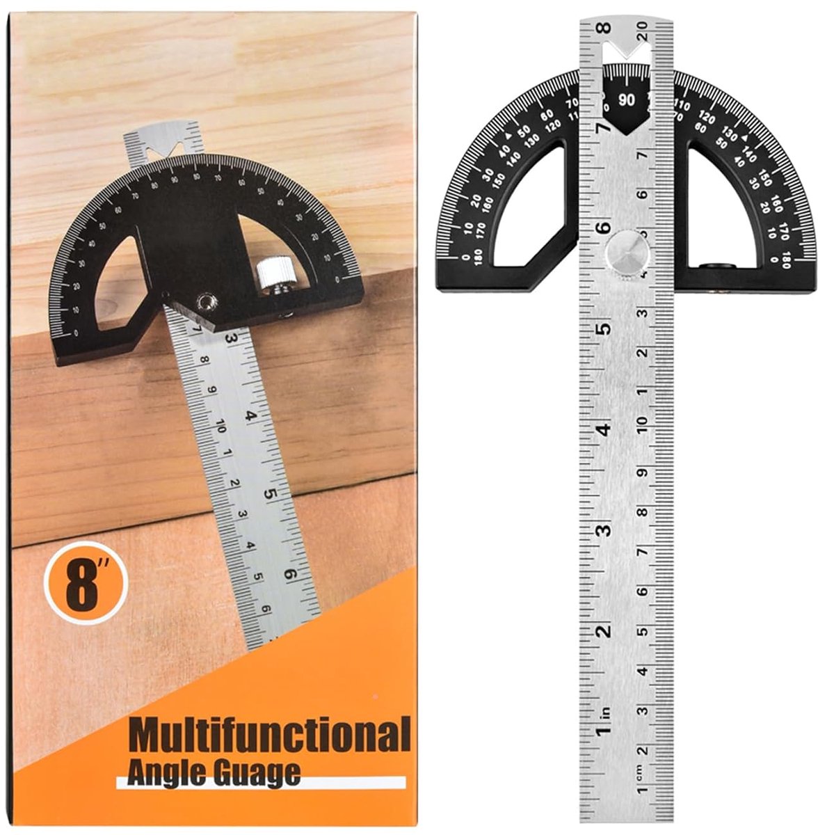 Hoekliniaal, Instelbare Hoekmaten met 0-180 Graden Meetinstrument voor Huisverbetering - Zwart, 20 cm