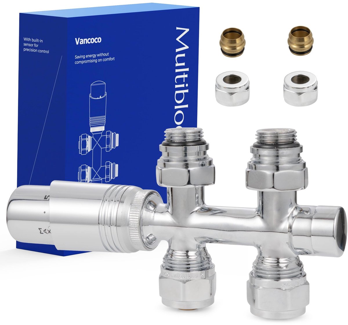 Omgoods - Multiblock met Thermostaat voor Radiatoren, 50 mm Hub Spacing