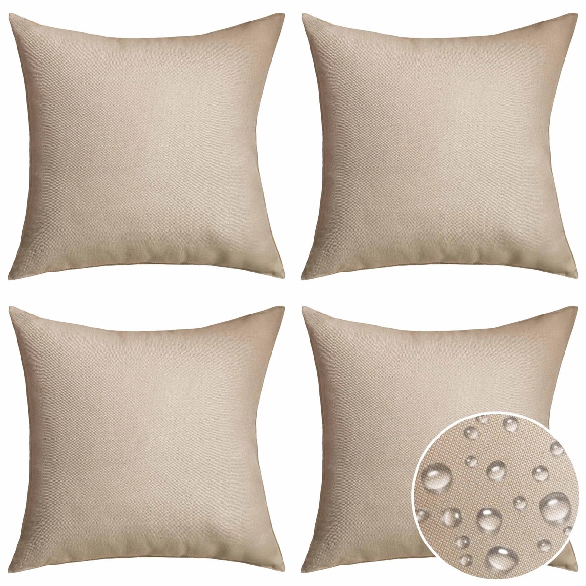 Omgoods - Beige Buiten Kussenhoezen - Waterdichte 45 x 45 cm Set van 4