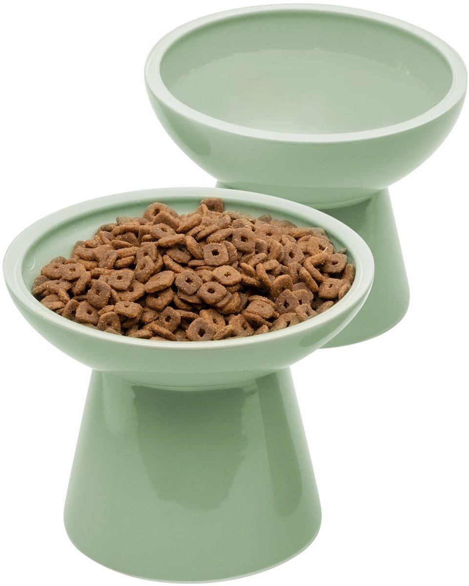 Omgoods - Extra Brede Verhoogde Keramische Kattenkom voor Gemakkelijk Voeden