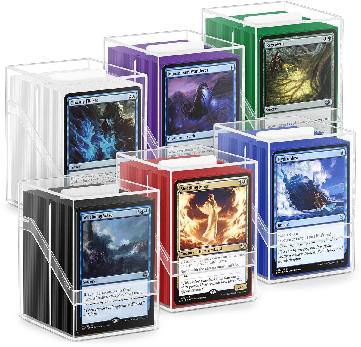 Omgoods - 6-delige Transparante Kaartdeckdoos met 600 Kaartsleeves en Scheiders