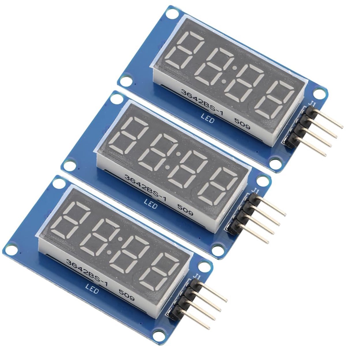 4-Bits Digitale Buizendisplaymodule met LED-Display 0.36 inch 3,3/5 V DC Instelbare Helderheid Klok-accessoireblokken 7-segments rode digitale buis voor Arduino(Verpakking van 3)