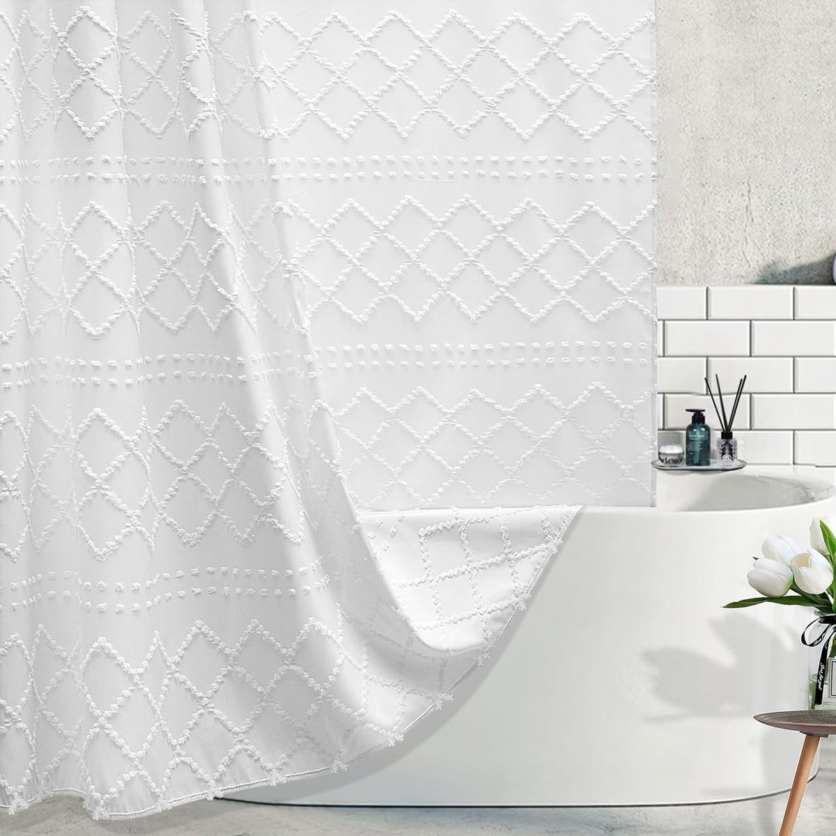 Omgoods - Waterafstotend Douchegordijn Wit 180x200 cm voor Badkamer