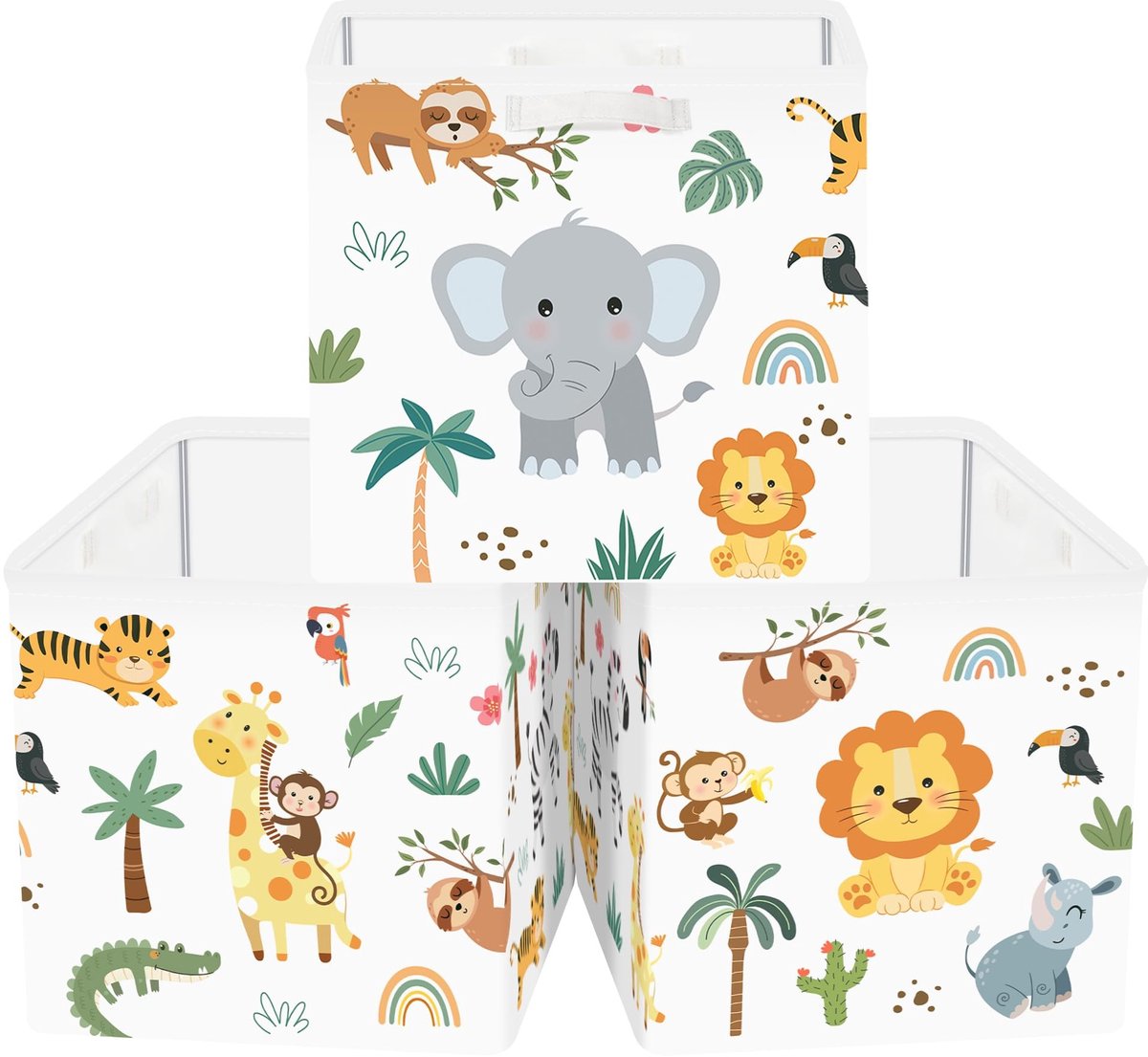 Omgoods - Set van 3 Opbergdozen met Jungle Dieren Design