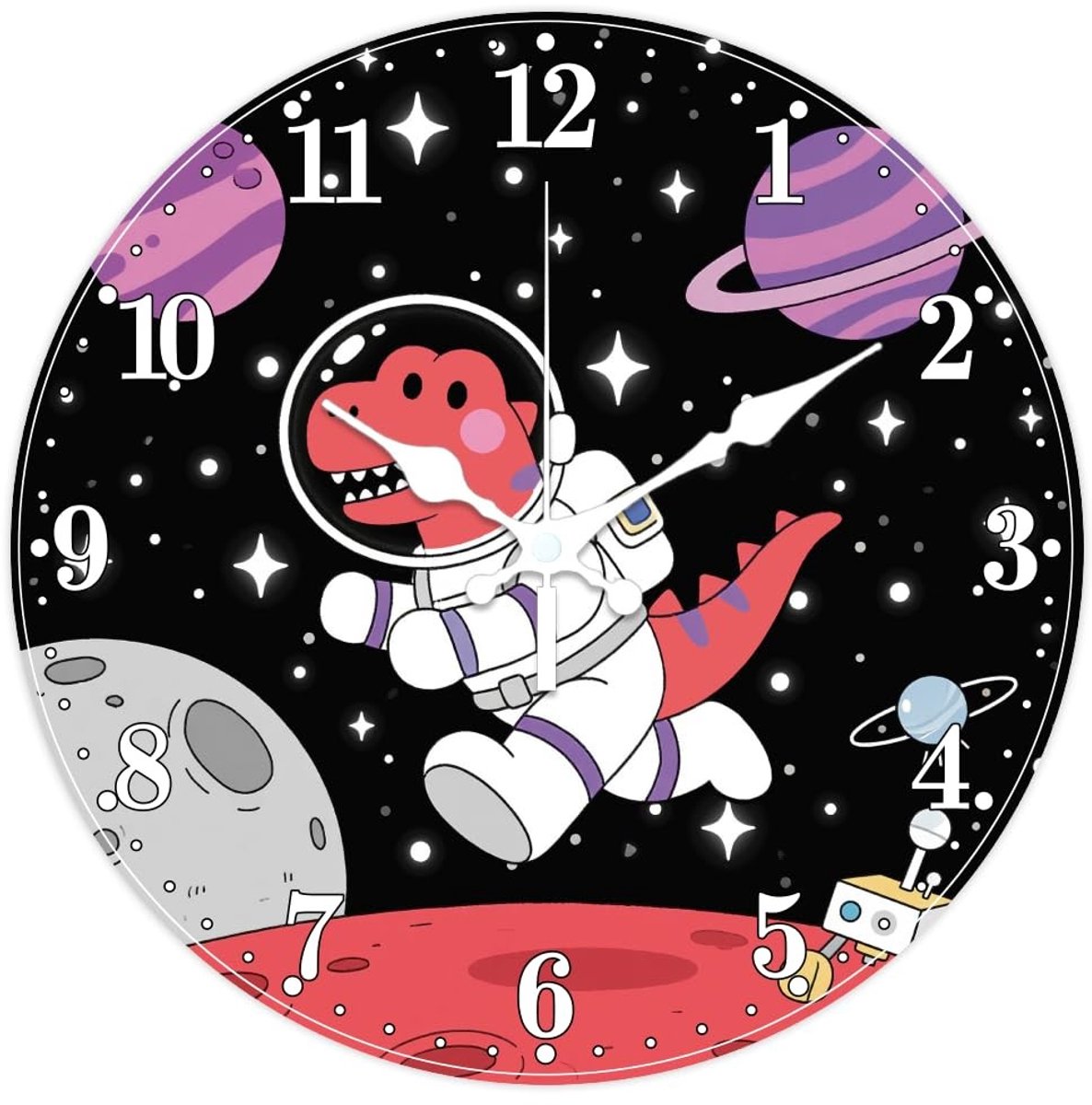 Omgoods - Dinosaur Astronaut Wandklok 30cm - Decoratieve Klok voor Kinderen