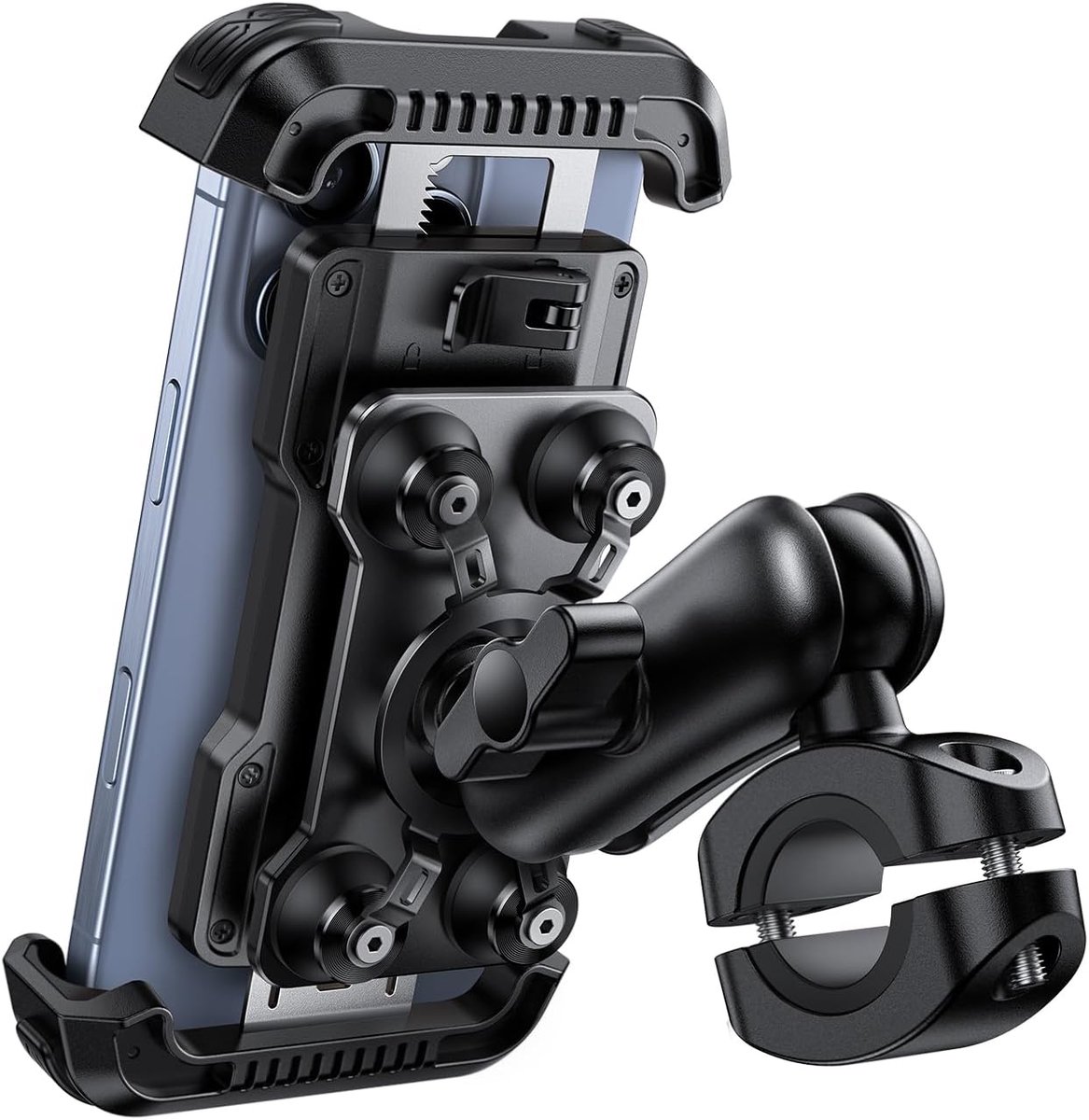 Motorfiets Telefoonhouder, Fiets Telefoonhouder - [2025 Anti-Diefstal Ontwerp] [Dubbel Vibratiegedempft] Motorbike Telefoonhouder Met 720° Verstelbare Arm voor iPhone 17 16 15, 4,7-6,7"