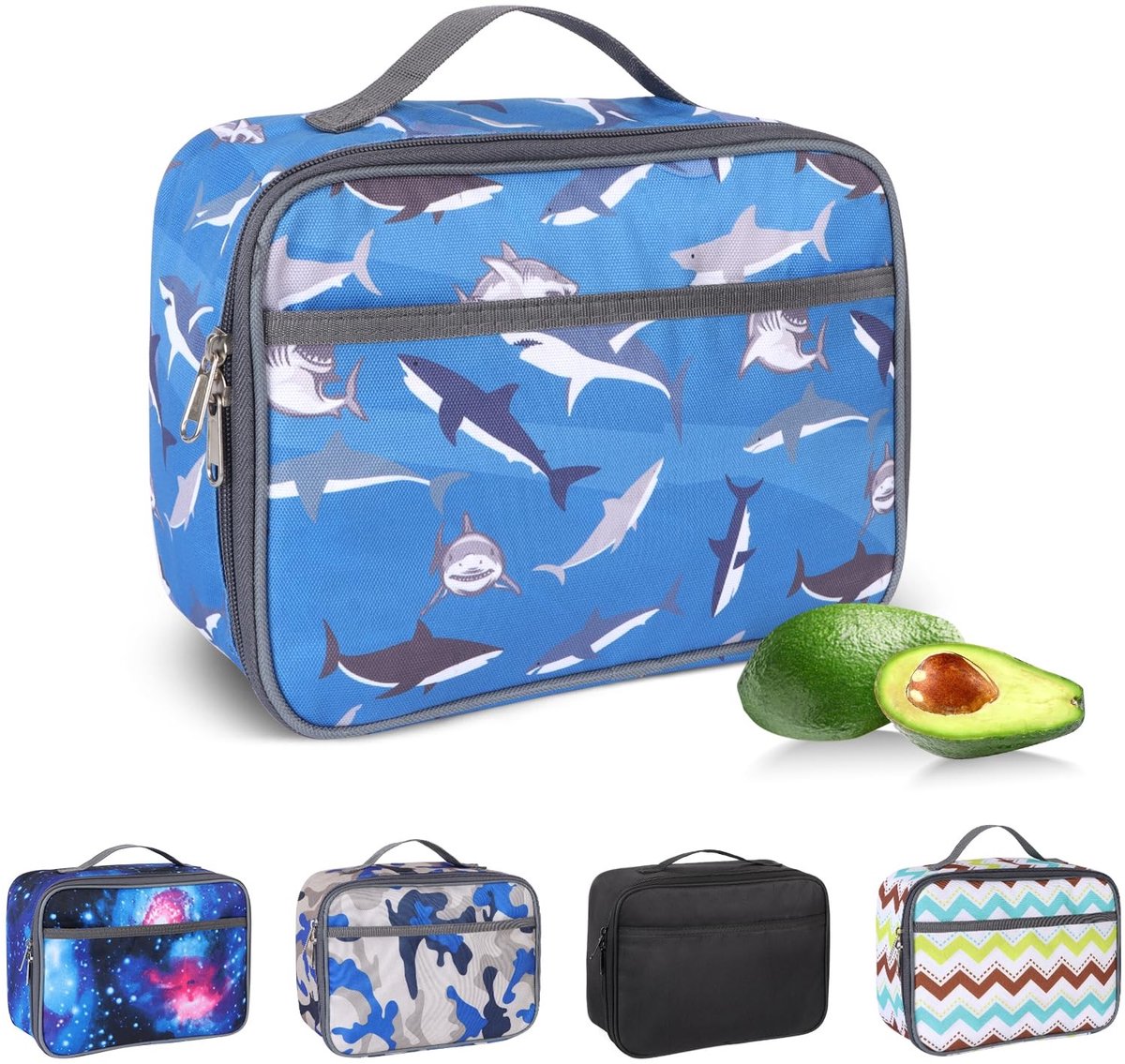 Omgoods - Isolerende Lunch Bag voor Kinderen en Volwassenen - Lekvrije Koeltas met Haai Print