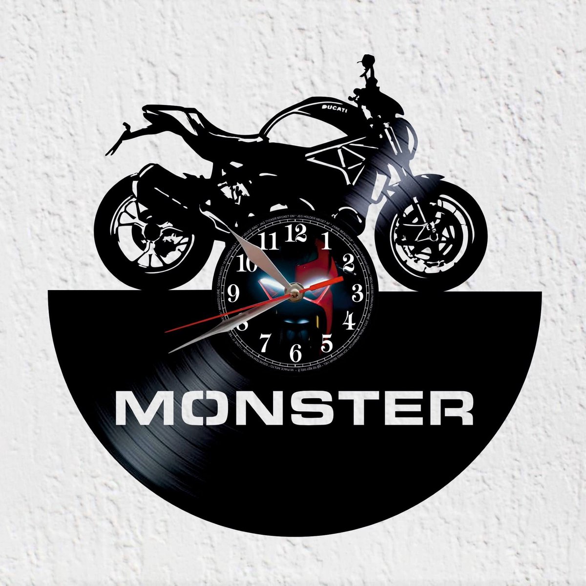 Omgoods - Vintage Wandklok van Vinyl - Speed Motorcycle Design
