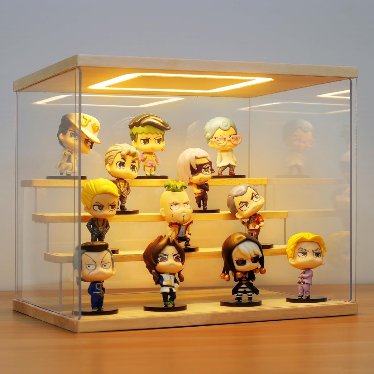 Omgoods - Acryl Display Case met LED-verlichting - 4 Laags voor Miniaturen en Actiefiguren