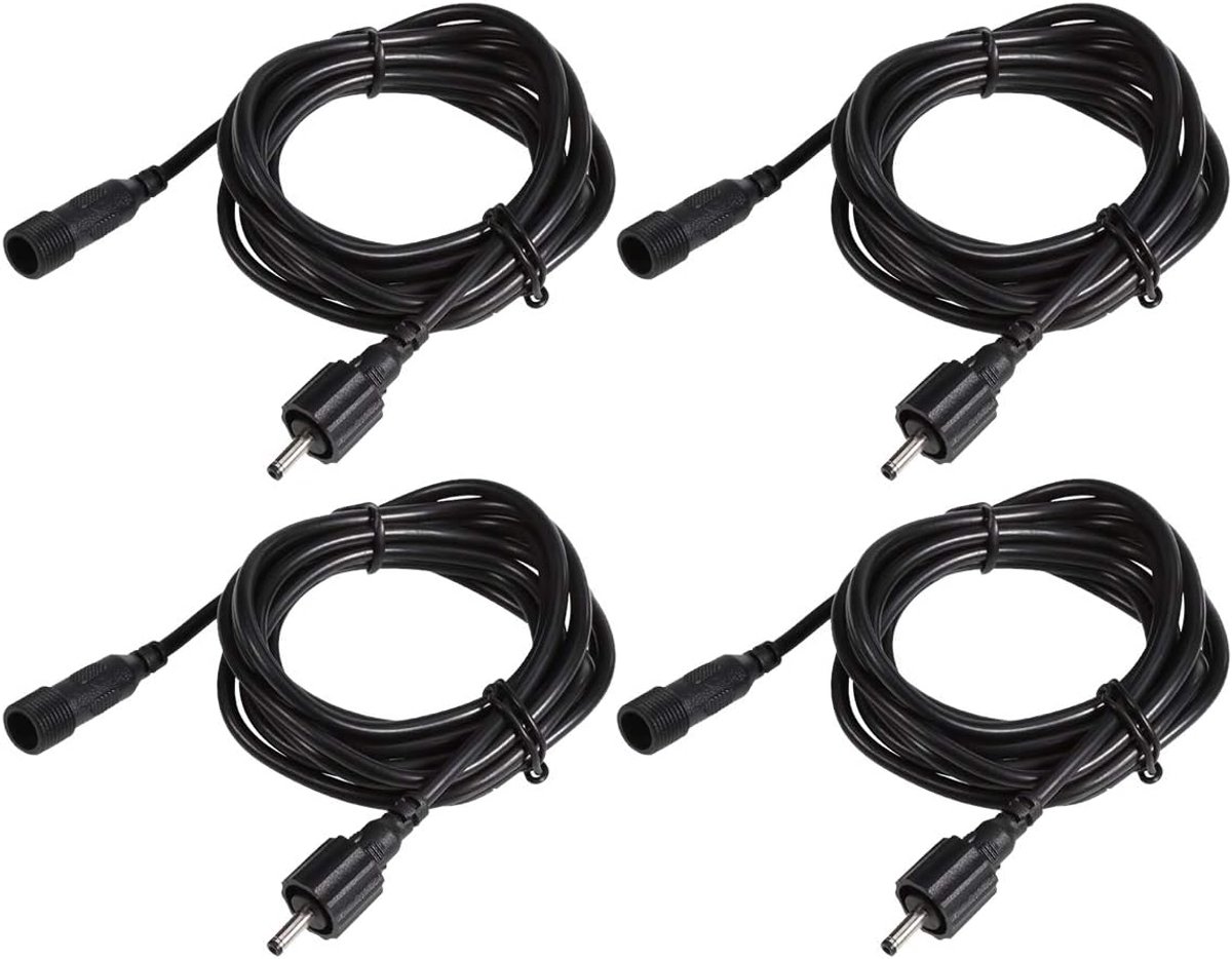 Set van 4 verlengkabel voor LED-tuinverlichting, 2m, waterdichte verlengkabel voor padverlichting