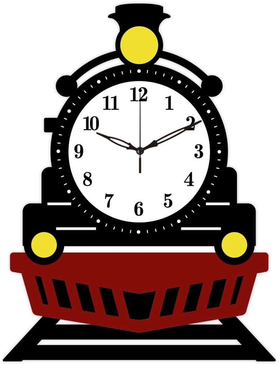 Omgoods - Wandklok met Trein Locomotief Motief - Hout