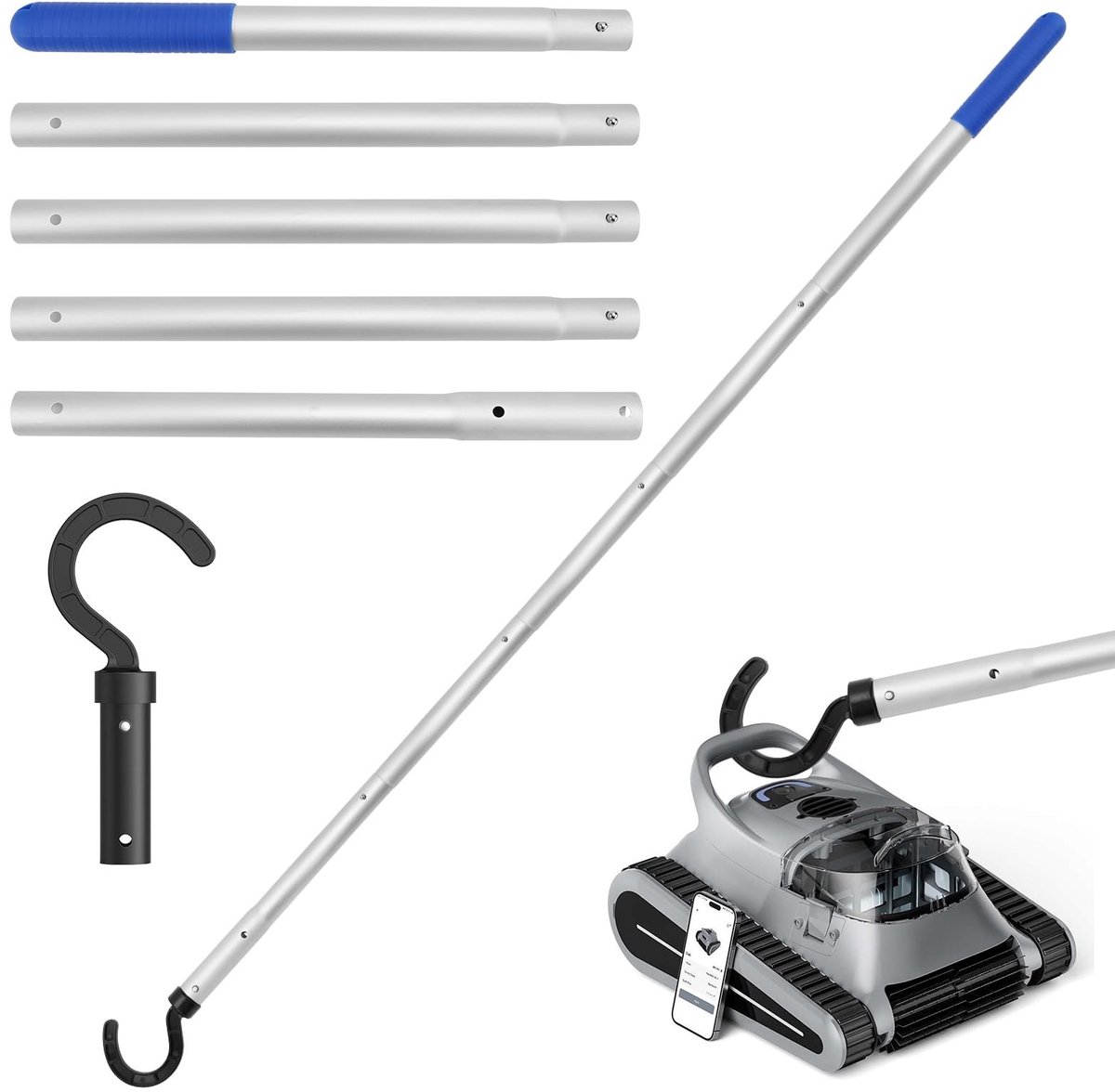 Omgoods - Telescopische Pool Robot Haak 185cm voor Pool Reinigingsaccessoires