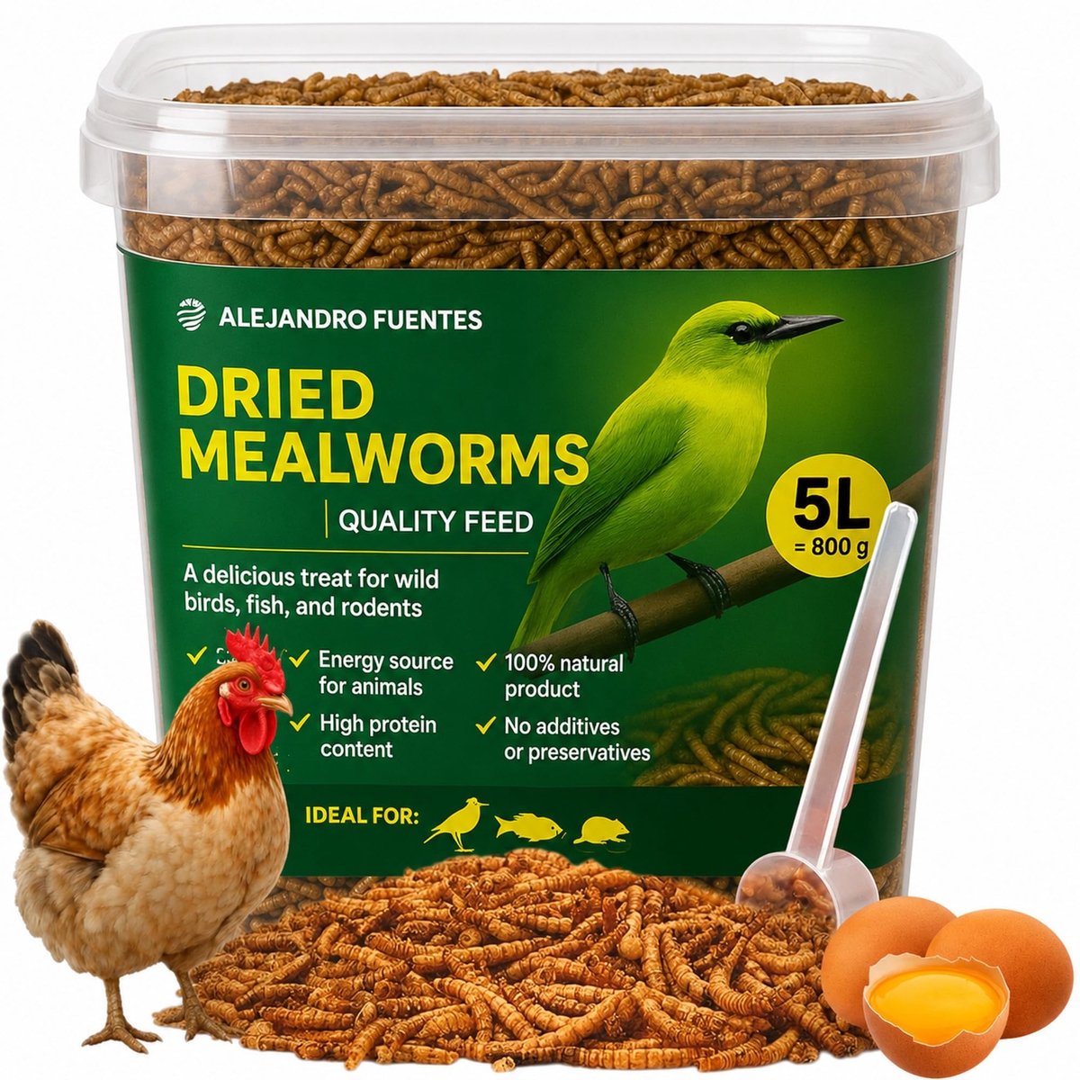 Omgoods - Gedroogde Meelwormen voor Vogels - 600 g 100% Natuurlijk