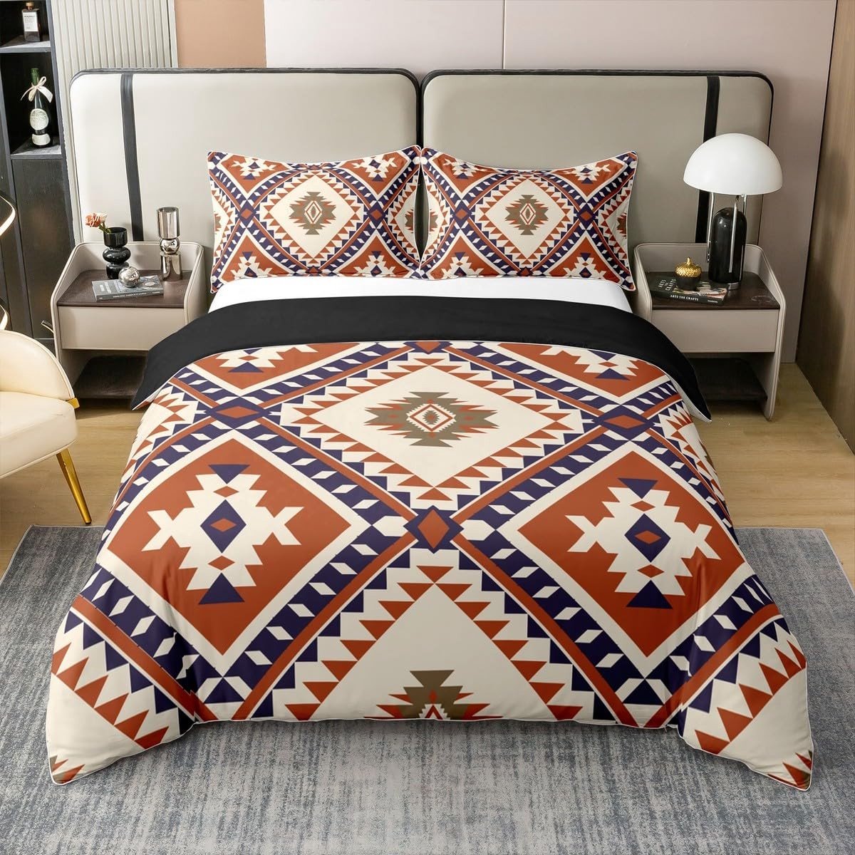 Omgoods - Katoenen Dekbedovertrek Set met Boho Aztec Design voor Kinderen