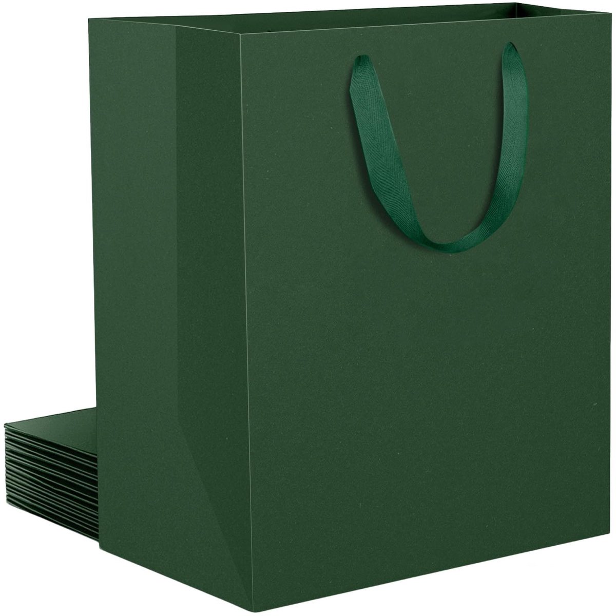 Omgoods - Donkergroene Cadeautassen - 10 Stuks - 230GSM Met Handvatten