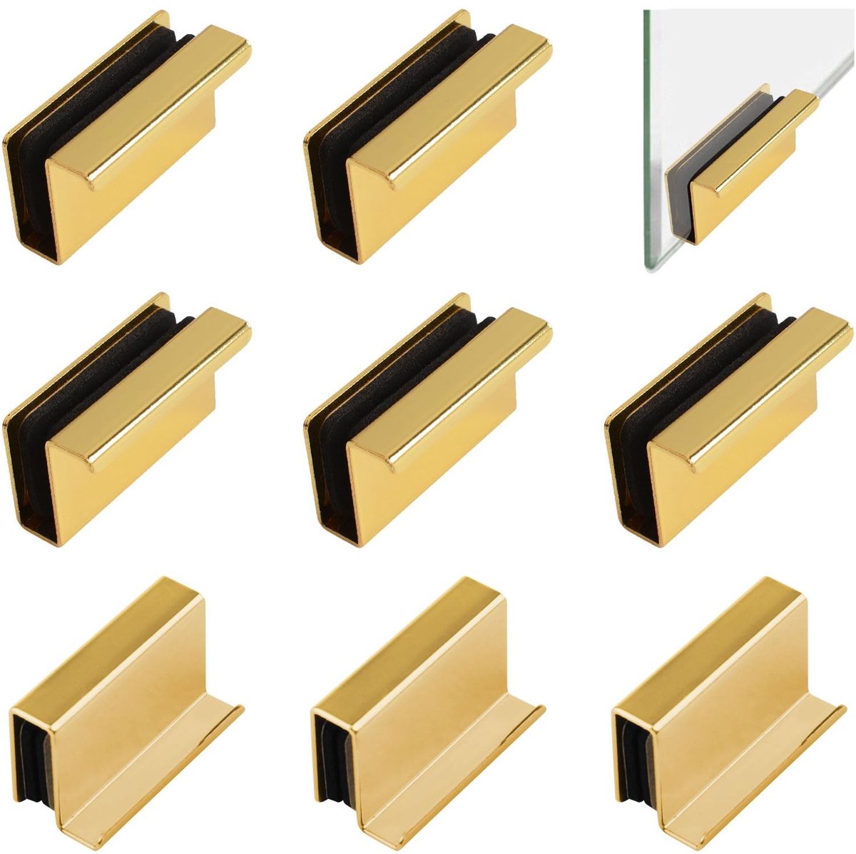 Omgoods - 8 Stuks Glazen Finger Edge Pull Handvat voor Kasten - Goud
