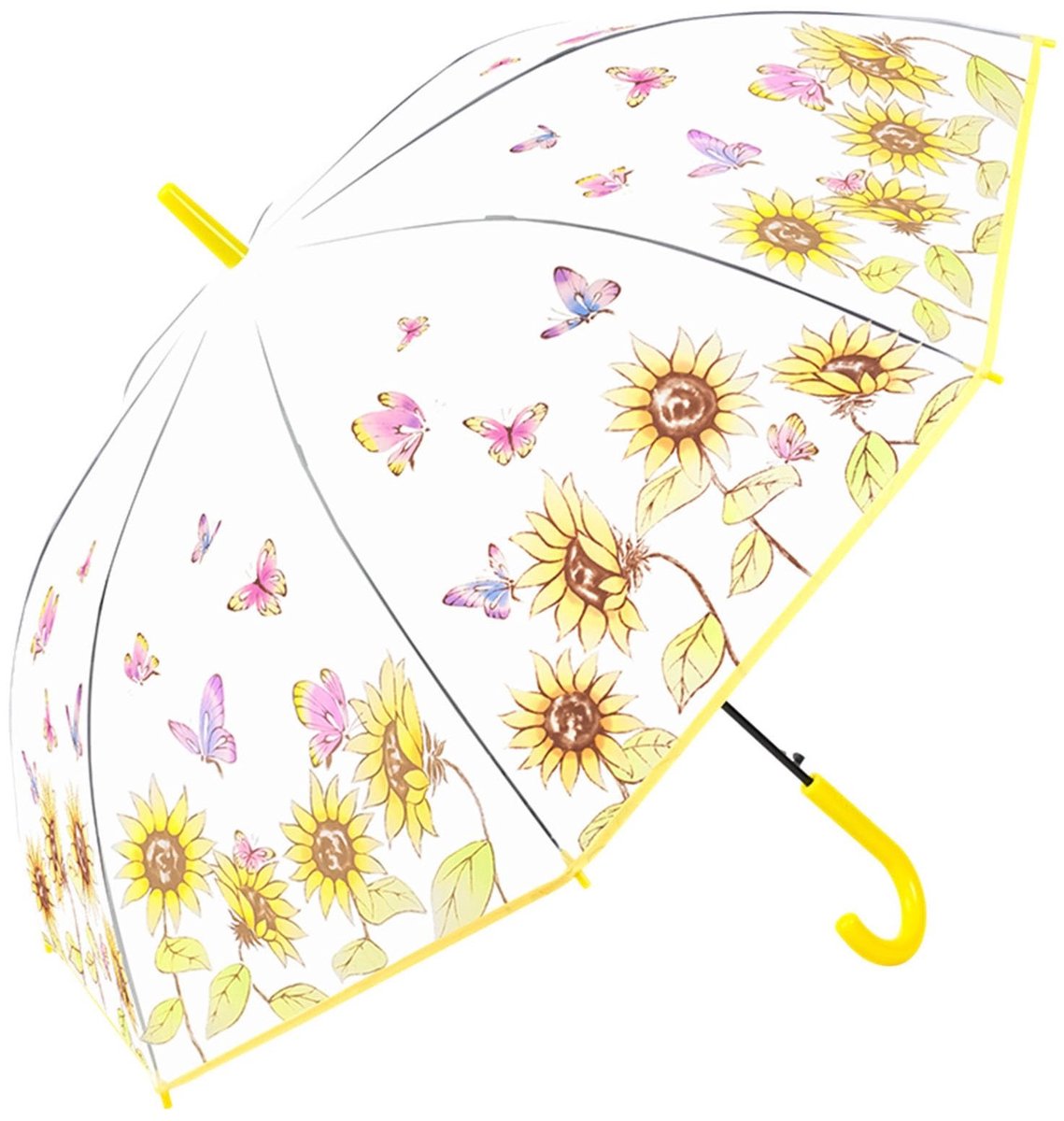 Omgoods - Bloemenparaplu met Duidelijke Dome voor Dames en Meisjes