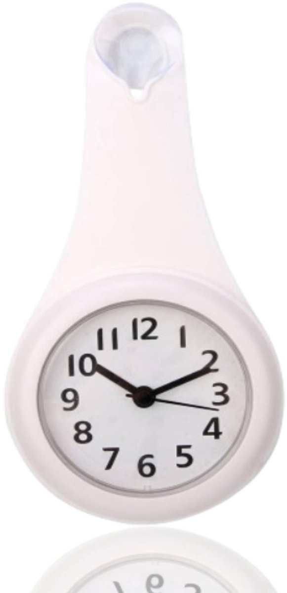 Omgoods - Wandklok - Waterdichte Badkamer Klok - Met Zuignap - Wit - Digitale Klok - Geschikt voor Binnen en Buiten - 10.5 x 4.5 x 22 cm