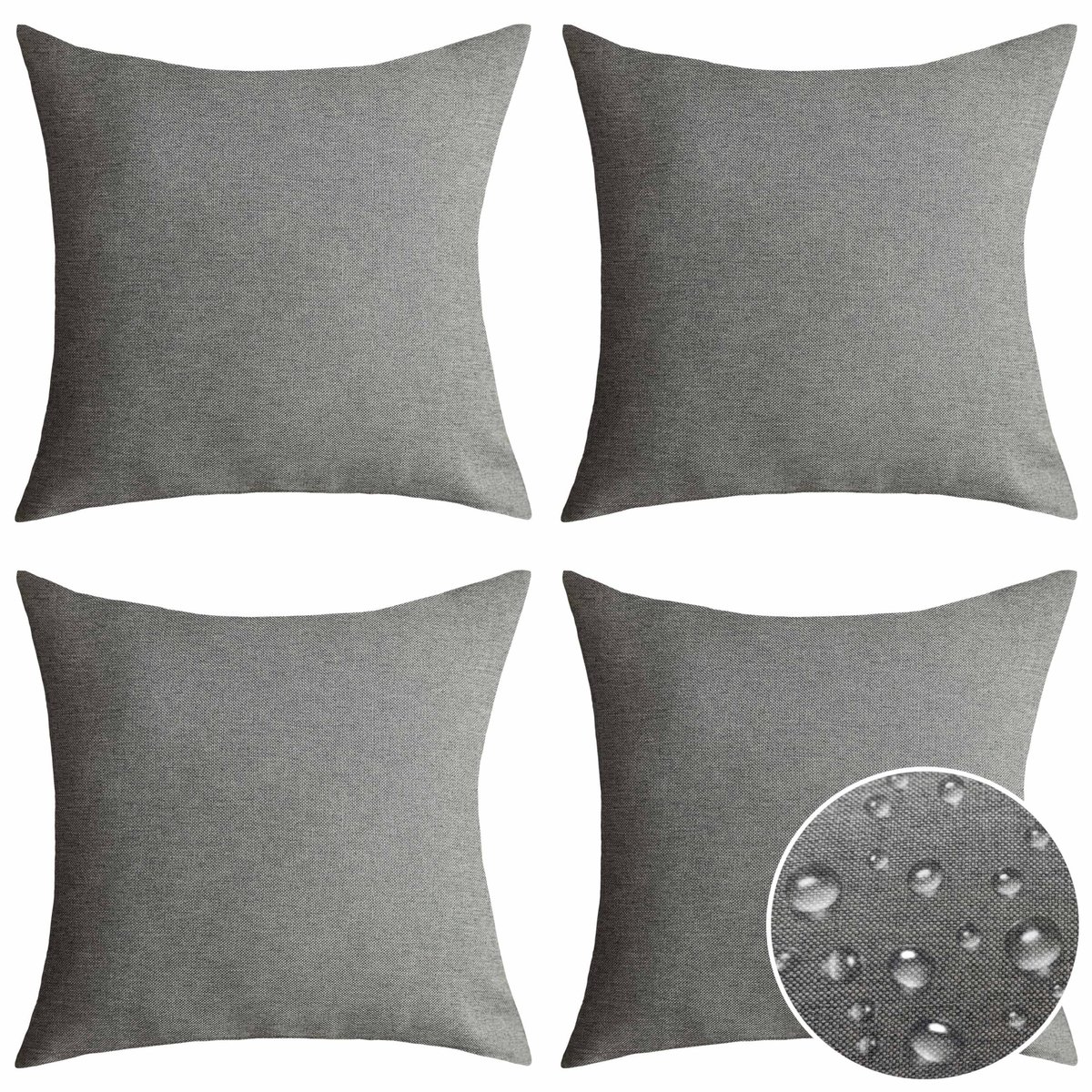 Omgoods - Set van 4 Grijze Kussenhoezen 45x45 cm - Waterdichte Sunbrella Stof