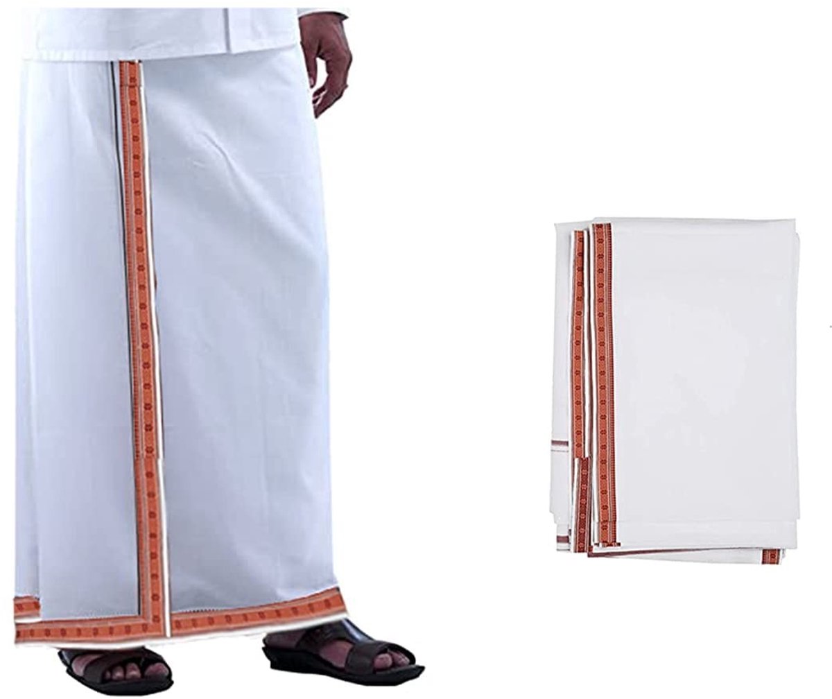 Omgoods - Traditionele Dhoti voor Mannen van 100% Katoen met Grote Rand