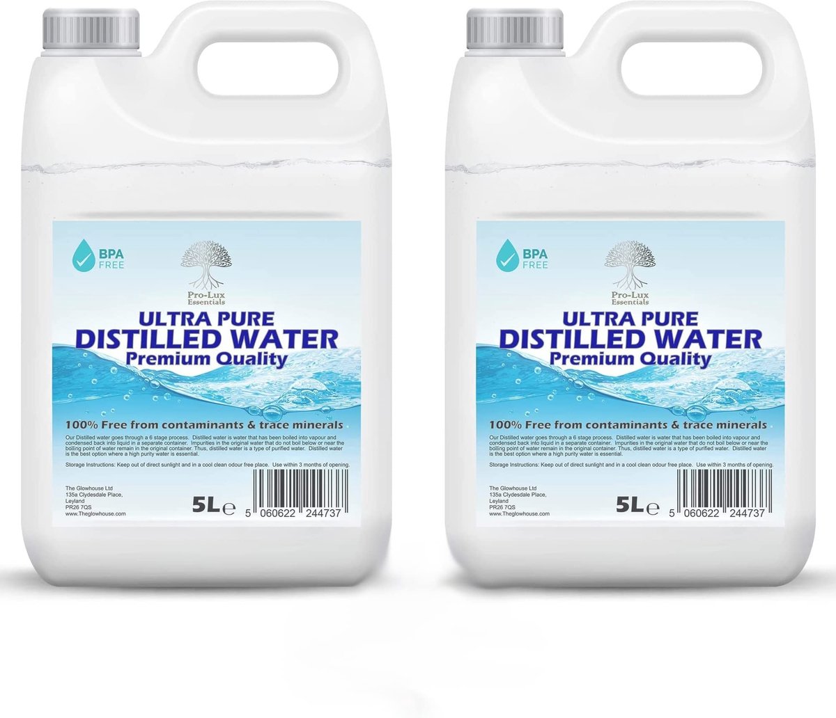 Omgoods - Gedestilleerd Water 100% Puur - Ideaal voor Diverse Toepassingen 10L