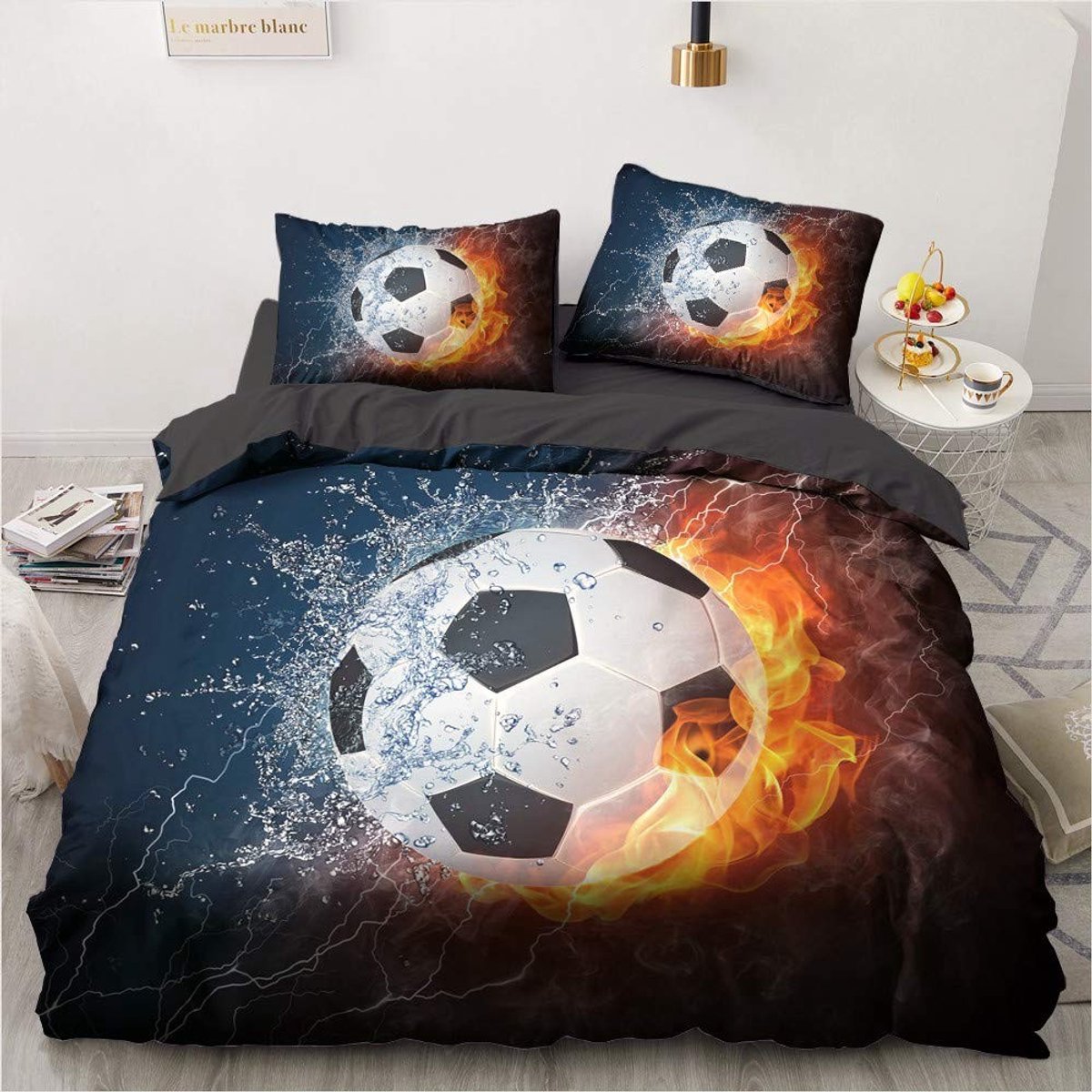 Omgoods - Voetbal Bedlinnen Set 155 x 220 cm met 2 Kussenslopen