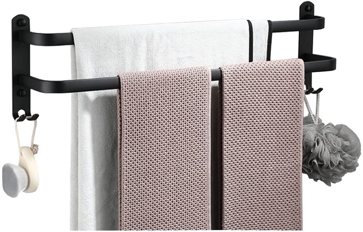 Omgoods - Handdoekhouder 40cm Zelfklevend - 2 Laagse Ladder Handdoekrek