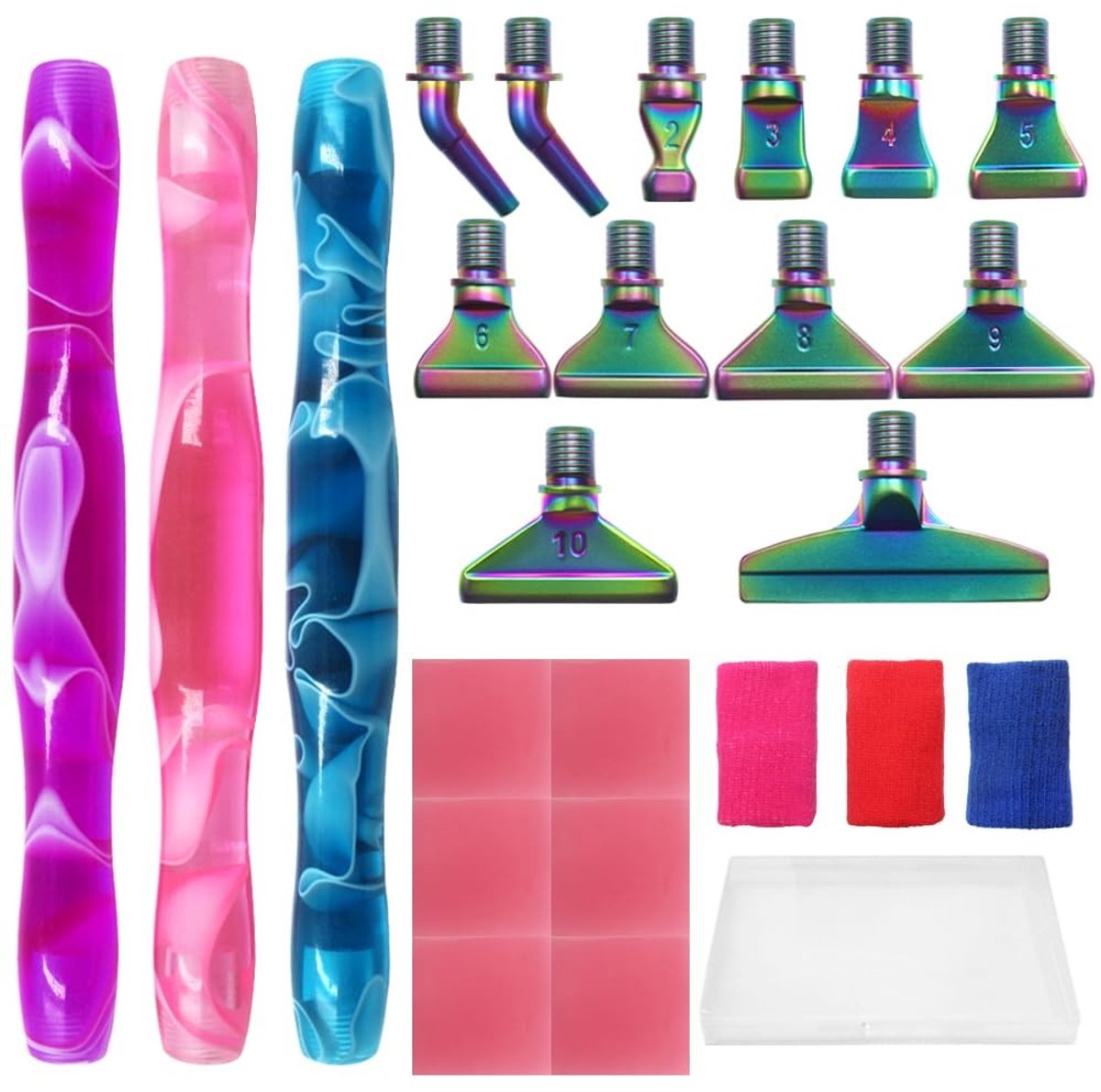 Omgoods - 24 Stuks Diamond Art Pennenset - Met Kleurrijke Metalen Tips en Accessoires