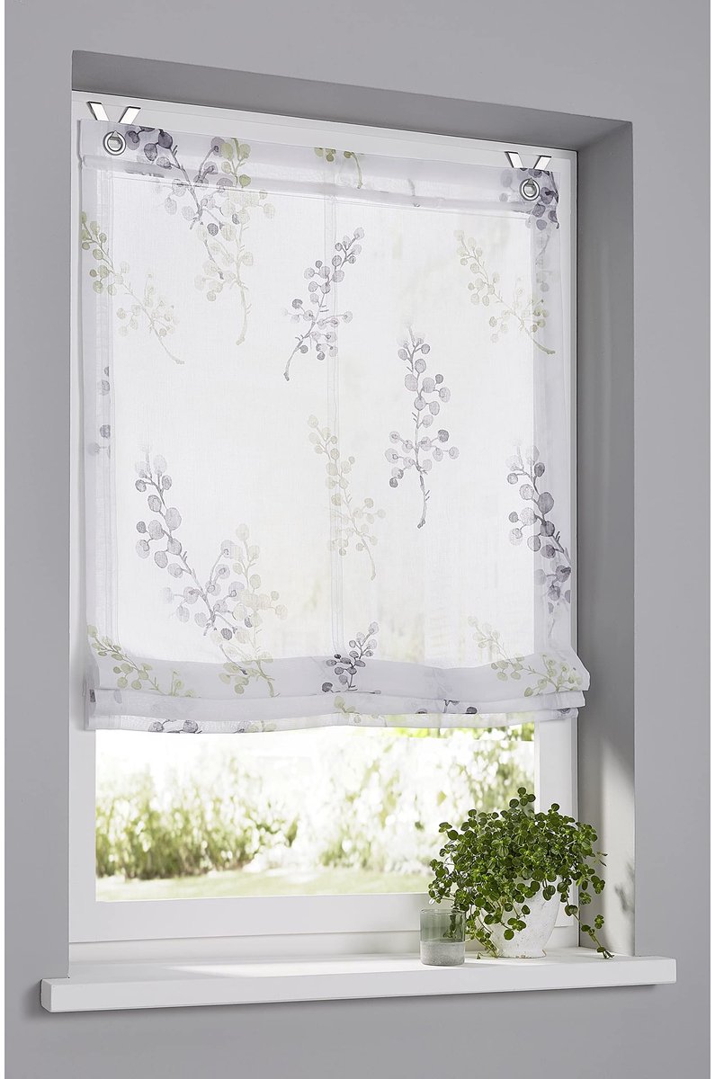 Omgoods - Semi-Transparante Roman Blinds met Haak - Lichtdoorlatend in Groene Kleur - 45 x 140 cm