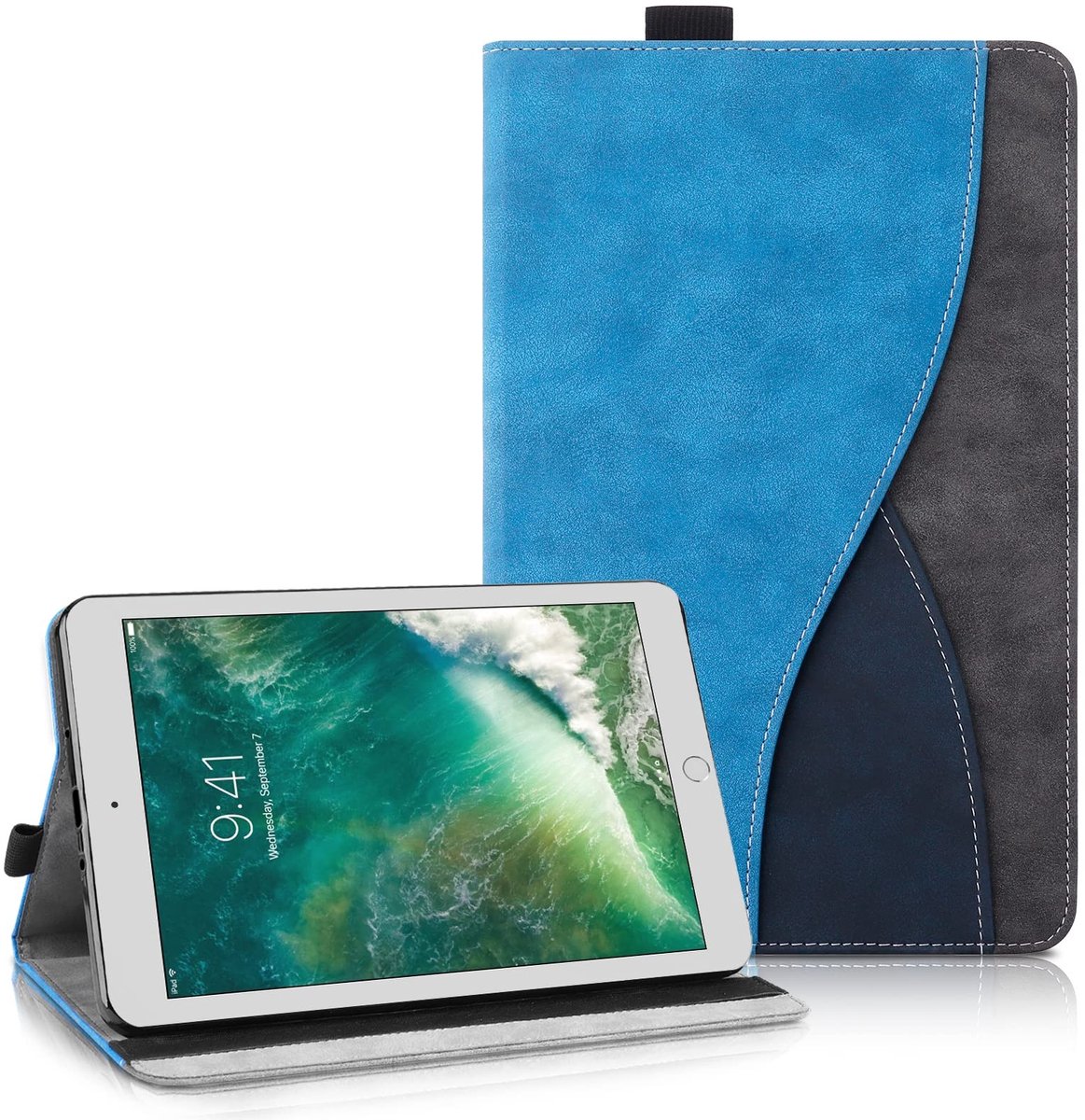 Omgoods - iPad 9.7 Inch (6e/5e Gen) Hoes - Ultra-Dunne Beschermhoes met Wallet en Standfunctie (Blauw)
