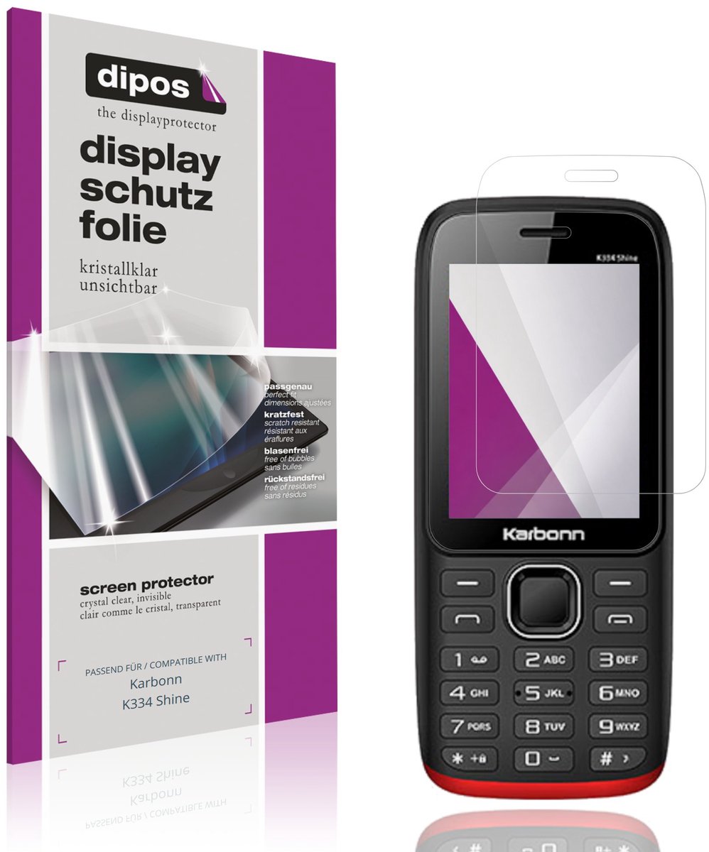 dipos – 4x Beschermfolie geschikt voor Karbonn K334 Shine | Krasbestendige & heldere Screenprotector Ultra-Thin