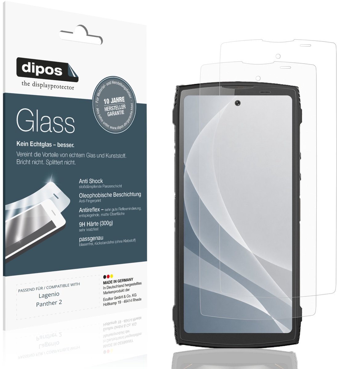 dipos – 2x Matte Pantserfolie geschikt voor Lagenio Panther 2 | 9H Screenprotector