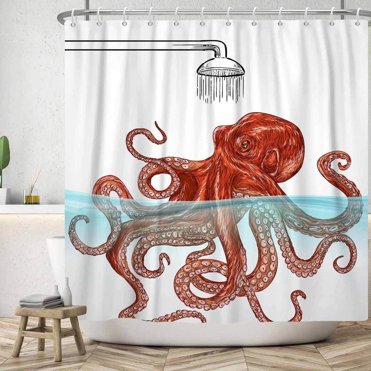 Omgoods - Grappig Douchegordijn met Octopus 180x180cm