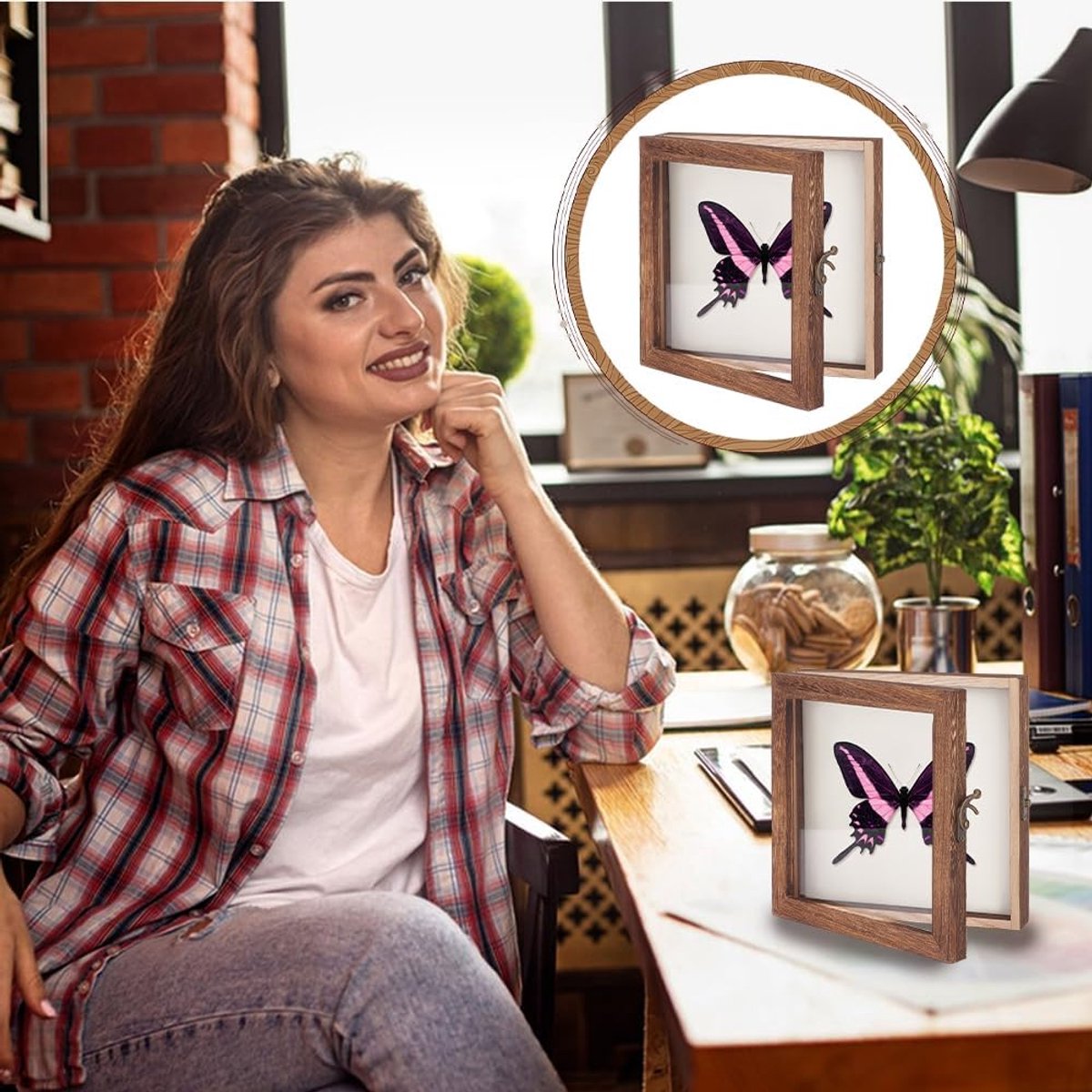 Insecten-Vitrine, Schaduwbox voor Insectenpresentatie met Transparante Bovenzijde, Opbergbox voor Insectenmonsters, Houten Insecten-Opbergbox voor het Verzamelen van Monsters, 20,3 x 20,3