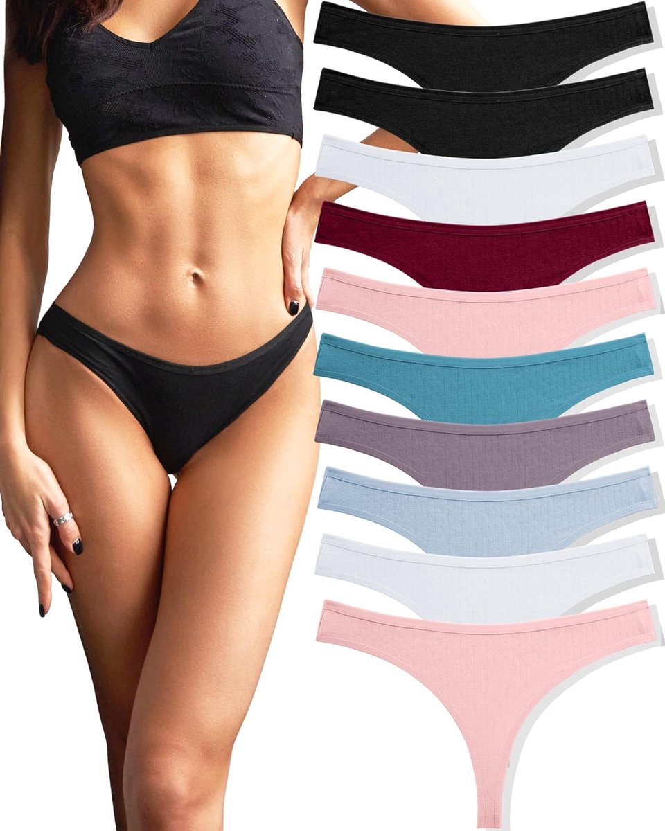 10er Pack Strings Set Tangas Damen Baumwolle Unterhosen Sexy Unterwäsche für Frau Lingerie Sexy for Women Dessous Thong Mehrpack S-XL