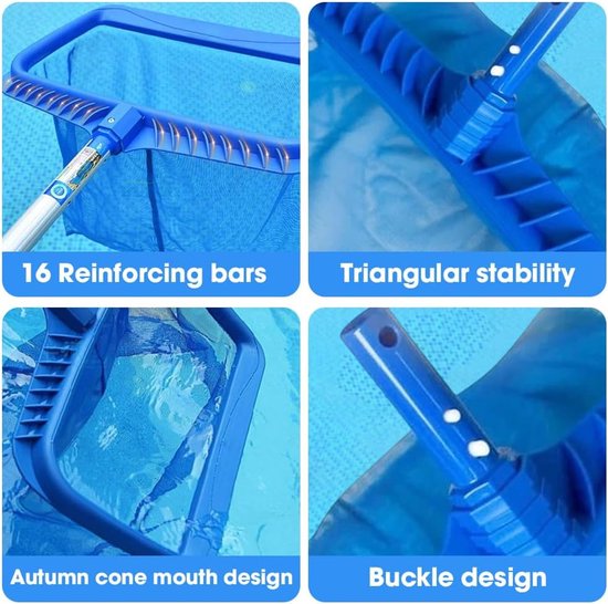 bodemschepnet met versterkt kunststof frame, zwembadreiniging, bodemschepnet, fijnmazig voor reiniging, zwembad, vijver, blauw (geen stang) — afbeelding 2