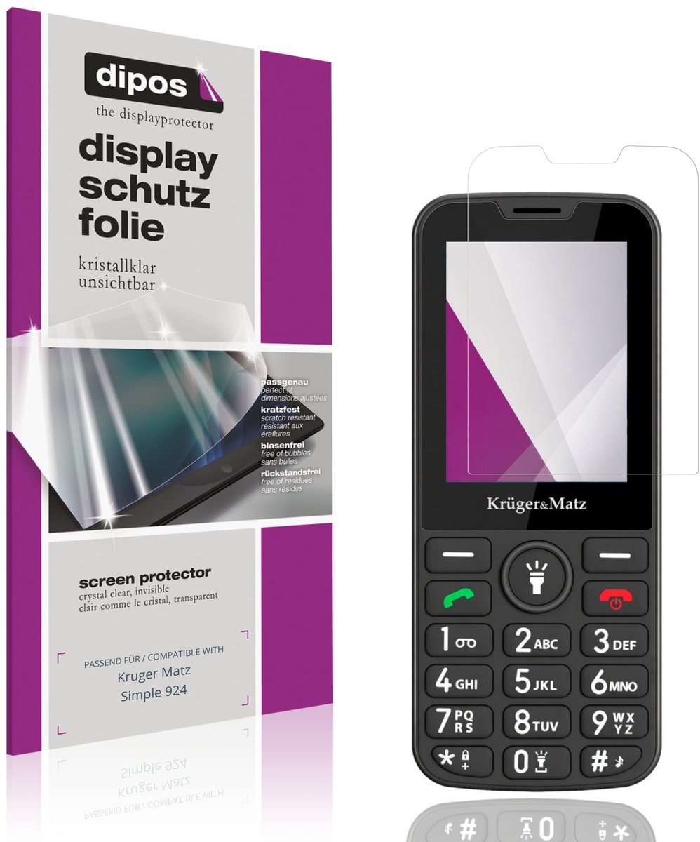 dipos – 4x Beschermfolie geschikt voor Kruger Matz Simple 924 | Krasbestendige & heldere Screenprotector Ultra-Thin