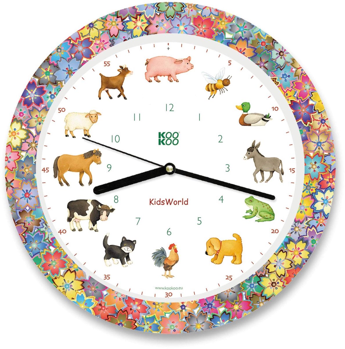 Omgoods - KidsWorld Tuin Liefde Boerderij Klok - Kinderklok met Dieren Geluiden