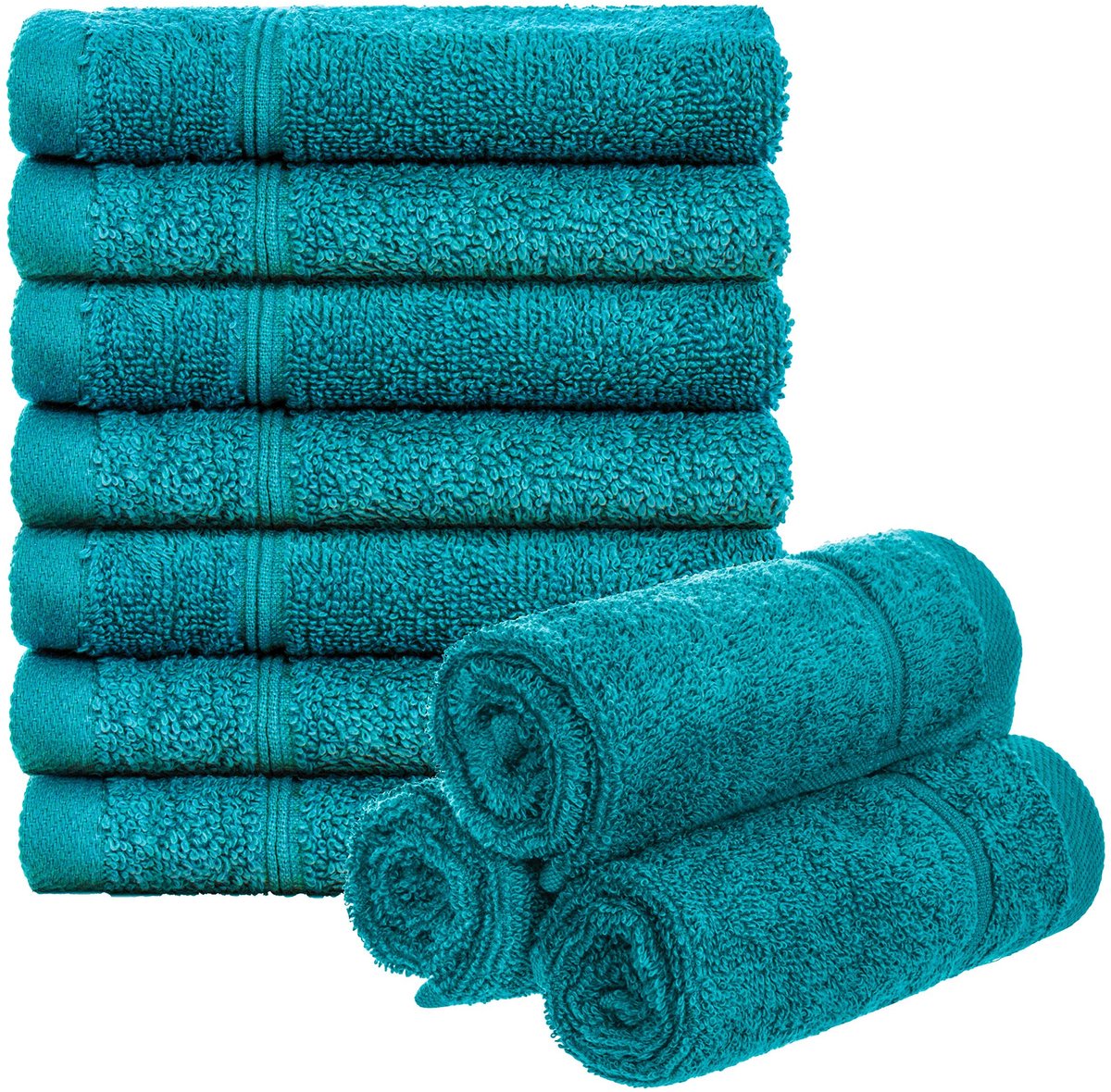 Omgoods - Set van 10 Gastendoeken - 30 x 50 cm, Katoen, Turquoise
