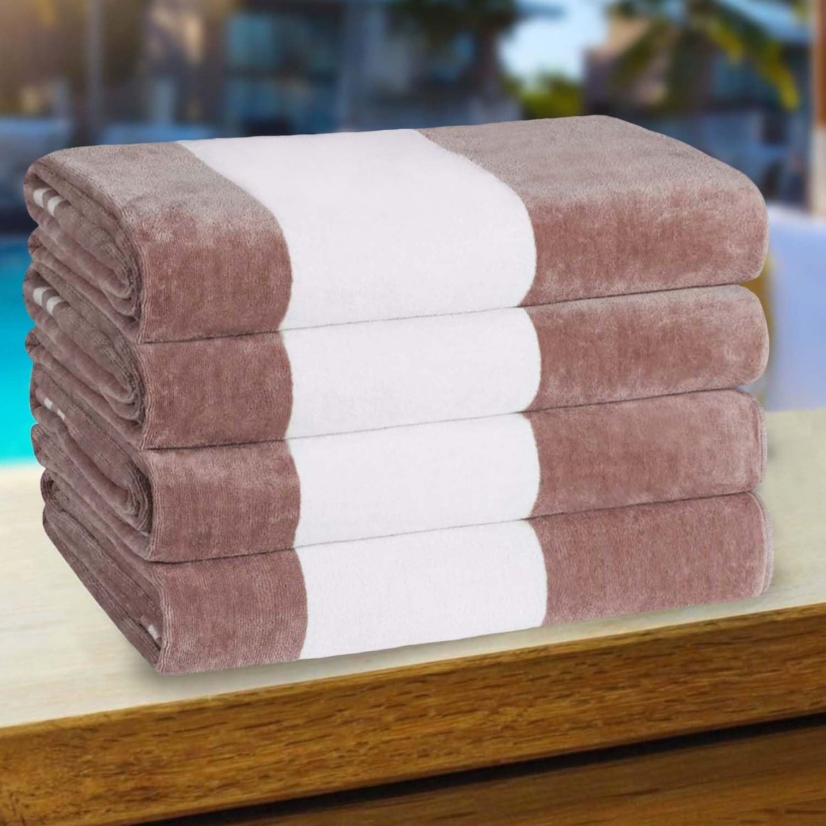 Omgoods - Gestreepte Strandhanddoeken Set van 4 voor Volwassenen