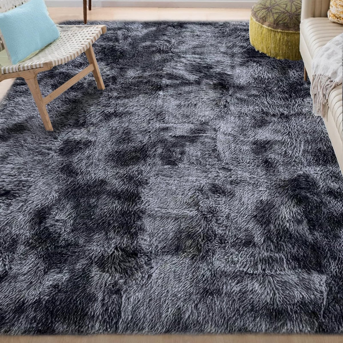 Omgoods - Fluffy Vloerkleed 135 x 185 cm - Zacht en Comfortabel Voor Woonkamer en Slaapkamer