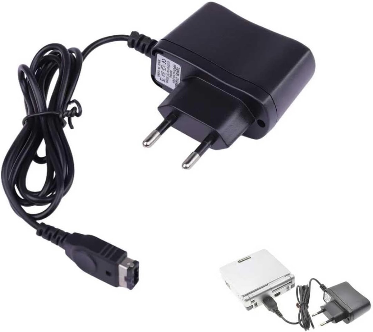 Nintendo DS (1e generatie) & Gameboy Advance SP - 5V laadkabel met Euro-stekker, snel laden, compatibel, bescherming tegen overlading & overspanning, zwart