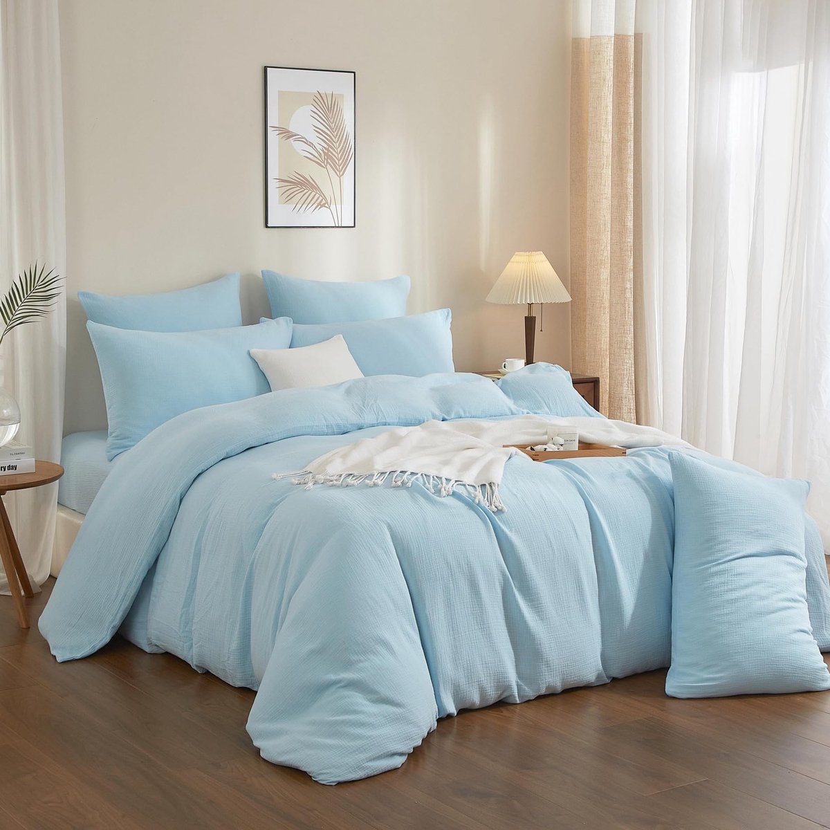 Omgoods - Muslin Duvet Cover Set, 200 x 220 cm, Blauw